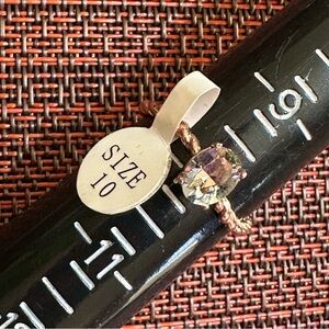 Elegant Gold-Tone Ring with Colorful greenish pink Stone